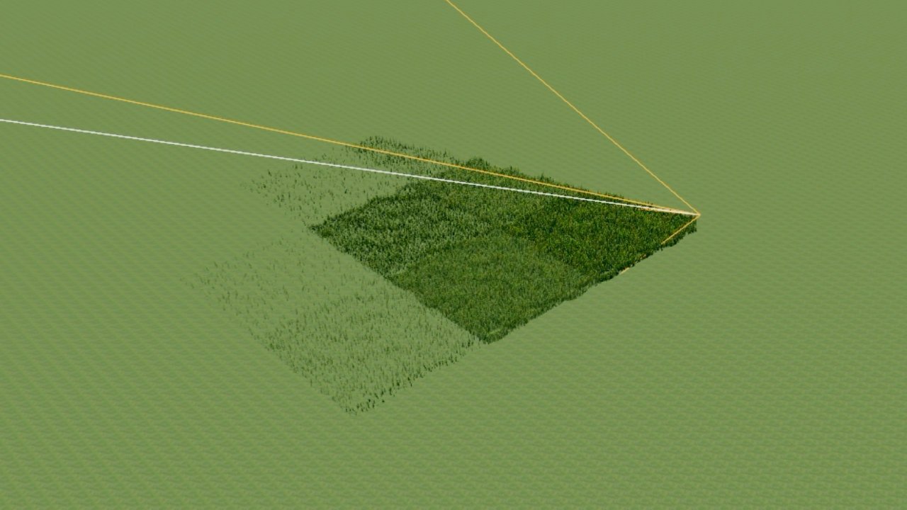 Grass tiles using different LOD levels based on distance from the camera